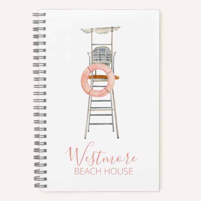Strandbad Lifeguard Chair Beach House Notizbuch (Vorderseite)
