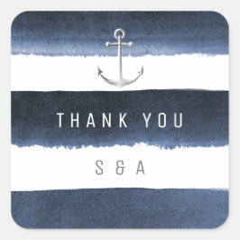 Strandbad mit Wasserfarbe Strandstreifen Anker Hoc Quadratischer Aufkleber