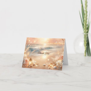 Strandbad Sparkle und Sonnenuntergang Hochzeit Dankeskarte