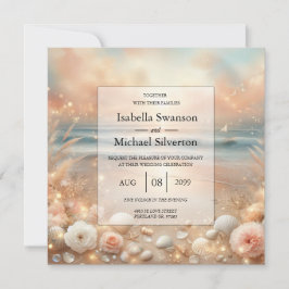 Strandbad Sparkle und Sonnenuntergang Hochzeit Einladung
