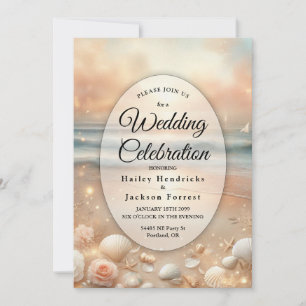 Strandbad Sparkle und Sonnenuntergang Hochzeit Einladung