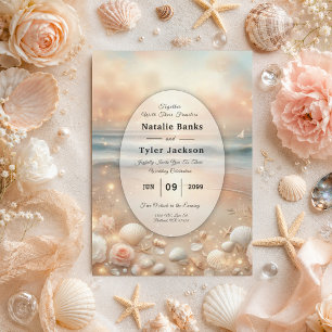 Strandbad Sparkle und Sonnenuntergang Hochzeit Einladung