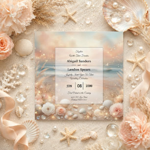 Strandbad Sparkle und Sonnenuntergang Hochzeit Einladung