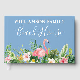 Strandbad Tropical Floral Family Beach House Blau Gästebuch