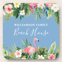 Strandbad Tropical Floral Family Beach House Blau