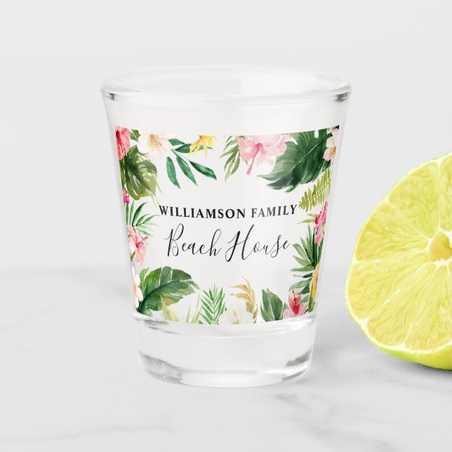 Strandbad Tropical Floral Greenerenerity Beach Hou Schnapsglas (Vorderseite)