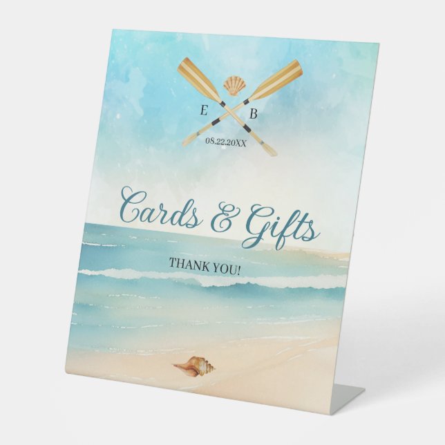 Strandbäder Hochzeitskarten und Geschenke für Wass Sockelschild (Vorderseite)