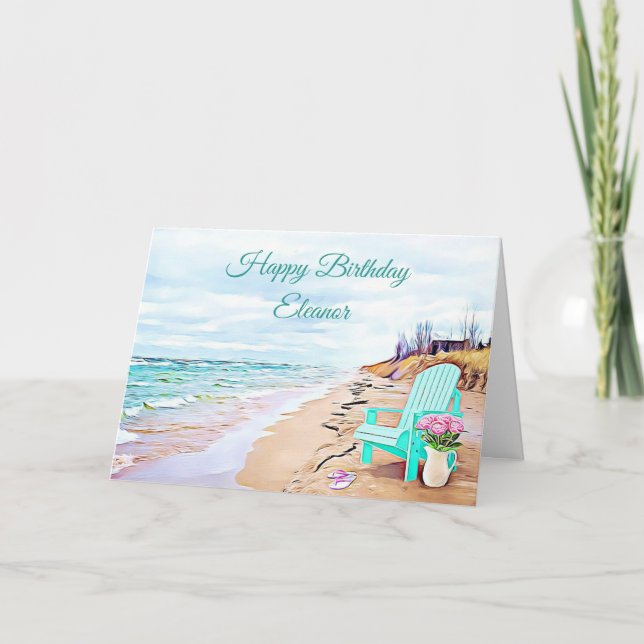 Strandbadezene Aquamarine Blume  Geburtstag Karte (Vorderseite)