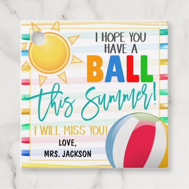 Strandball-Geschenk-Tag Geschenkanhänger (Vorderseite)
