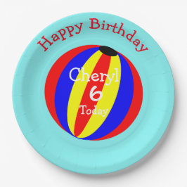 Strandball-Spaß farbenfroh Pappteller