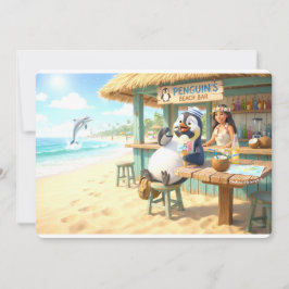 Strandbar des Pinguins Feiertagskarte