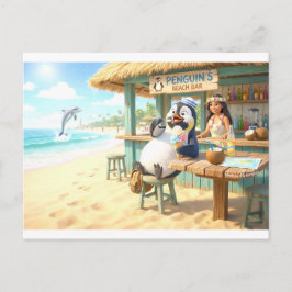 Strandbar des Pinguins Feiertagspostkarte