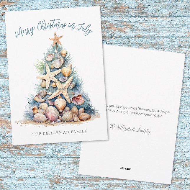 Strandbaum Weihnachten im Juli (Beach Tree Christmas In July Holiday Card)
