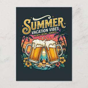 Strandbiere und Sonnenuntergänge - Sommerurlaubspa Postkarte