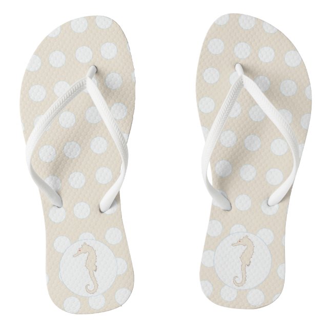 Strandblase, Seepferd am Meer, cremefarben Flip Flops (Fußbett)