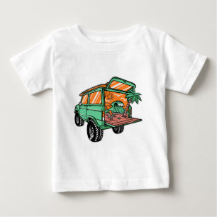 Strandblick im Auto Illustration Sommer Spaß Baby T-shirt