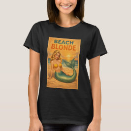 Strandblondine Pin-Up Meerjungfrau Kunst Retro Küs T-Shirt