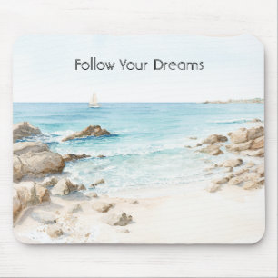 Strandboot mit Meeresblick Mousepad