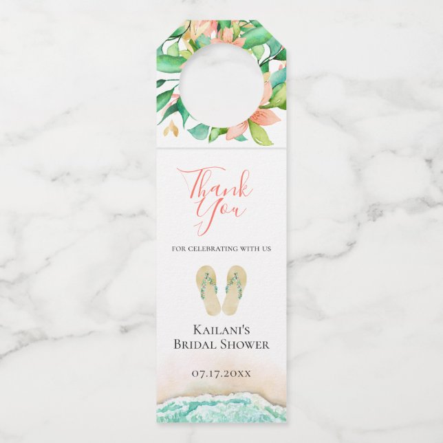Strandbotanische Flip Flops Flaschenanhänger (Vorderseite)