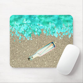 Strandbotschaft in einer Flasche direkt am Meer un Mousepad