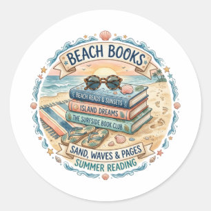 Strandbücher Sommerlesedesign Runder Aufkleber
