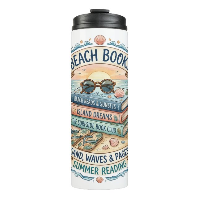 Strandbücher Sommerlesedesign  Thermosbecher (Vorderseite)