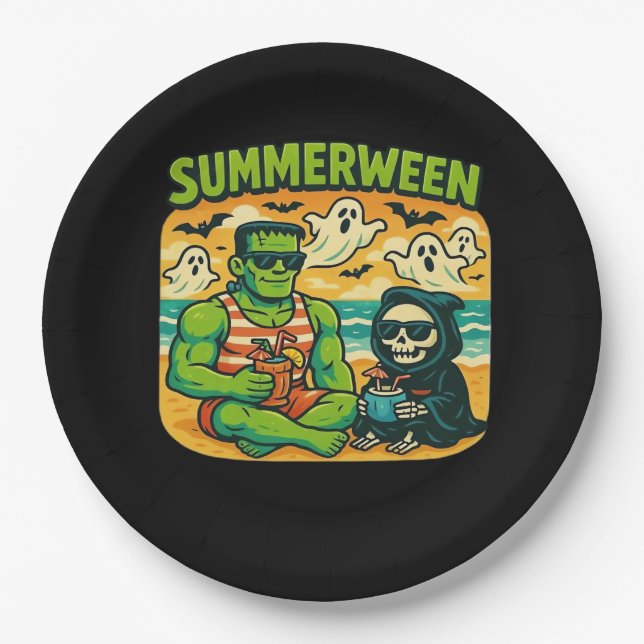 Strandbugeymen - Retro Summerween Vibes Class Pappteller (Vorderseite)