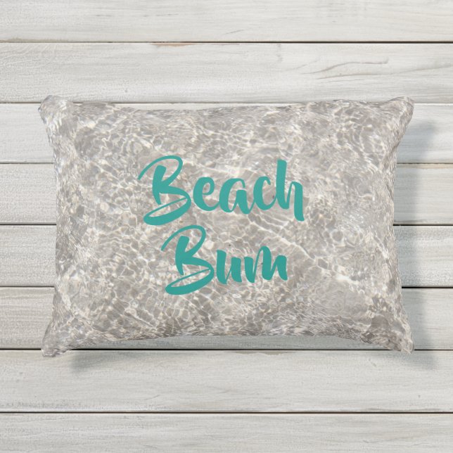 Strandbumwasser im Sommer Sandstrand Kissen Für Draußen (Vorderseite)