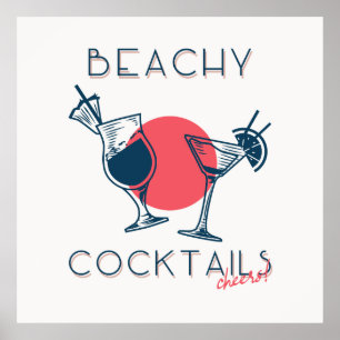 Strandcocktails Prost Party Kunst Poster