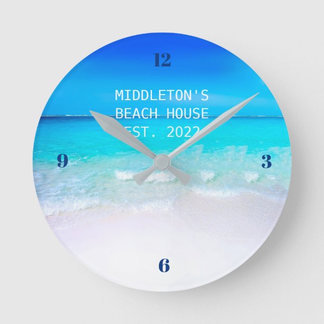 Stranddekoration Sea Blue Summer Sun Runde Wanduhr (Vorderseite)