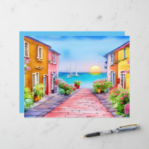Stranddorf Sunset Watercolor Scrapbook Paper