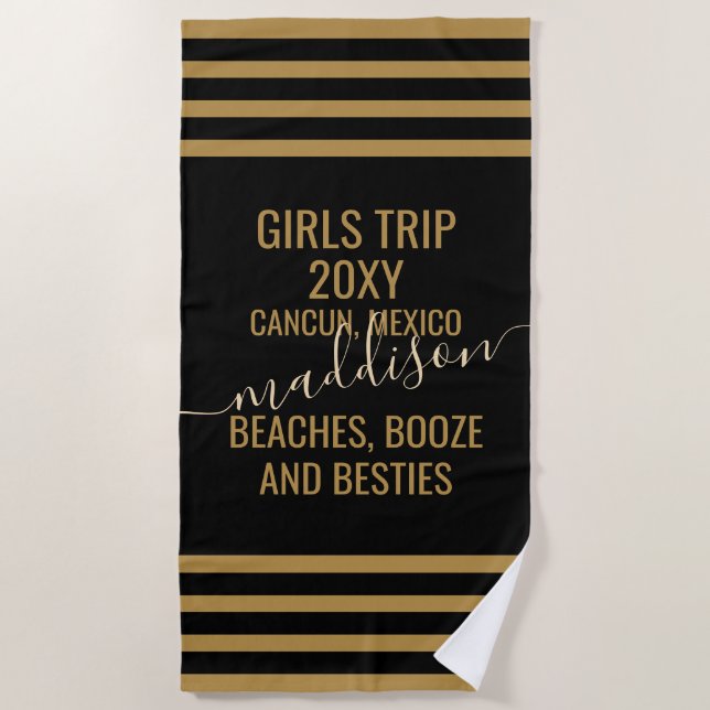 Strände & Besties Personalisiert Girls Tour Strandtuch (Vorderseite)
