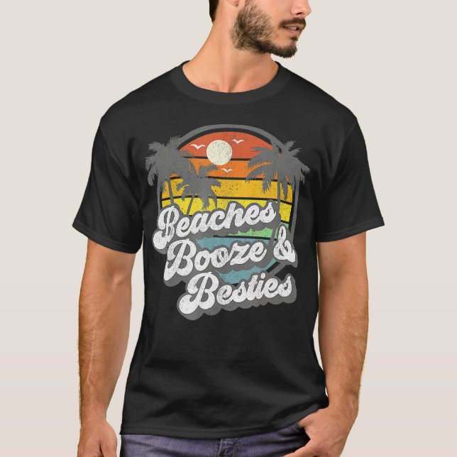 Strände Boost and Besties Funny Retro 70er Beach W T-Shirt (Vorderseite)