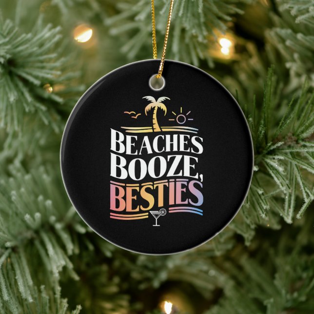 Strände Booze & Besties Kokospalmen Sommer Keramik Ornament (Baum)