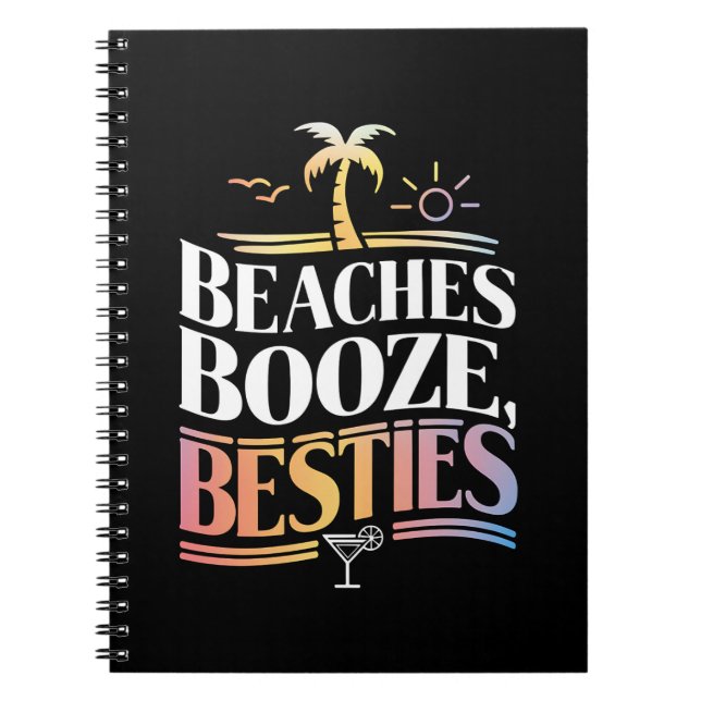 Strände Booze & Besties Kokospalmen Sommer Notizblock (Vorderseite)