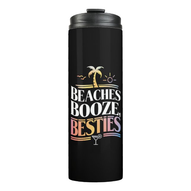Strände Booze & Besties Kokospalmen Sommer Thermosbecher (Vorderseite)