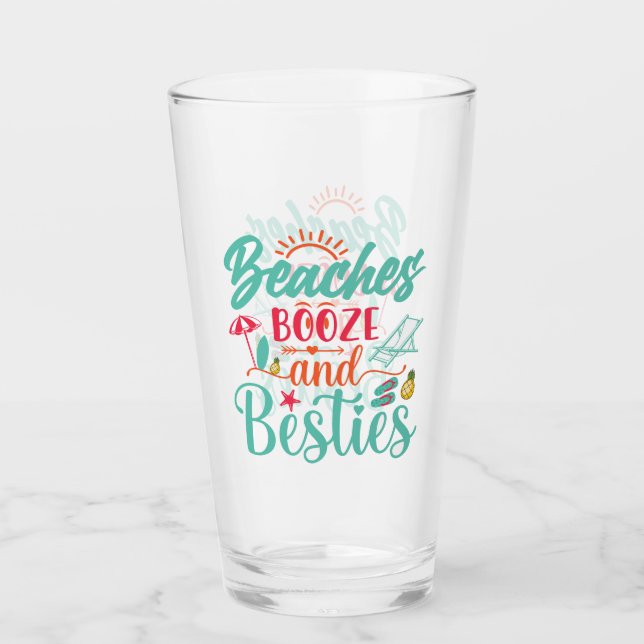 Strände, Booze und Besties Glas (Vorderseite)