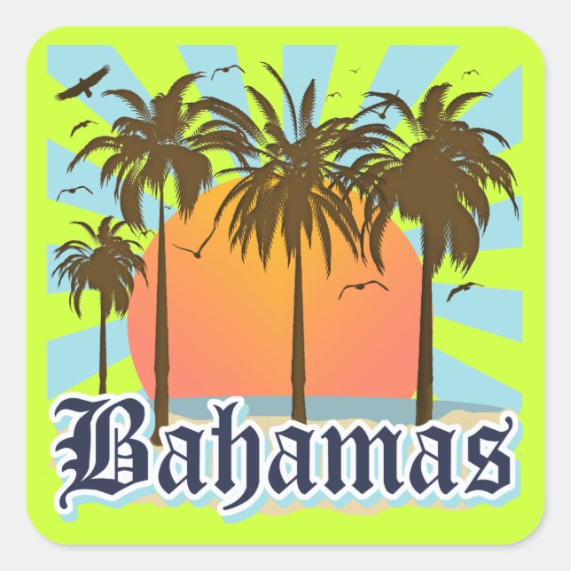 Strände der Bahamas Quadratischer Aufkleber (Vorderseite)