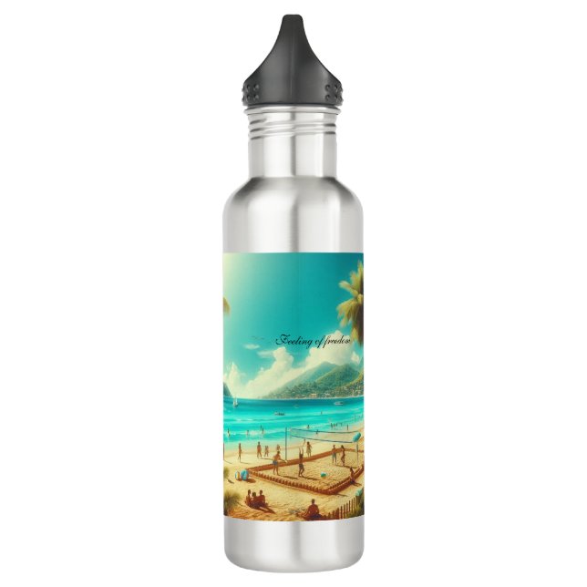 Strände sind ruhige Paradiese Edelstahlflasche (Links)