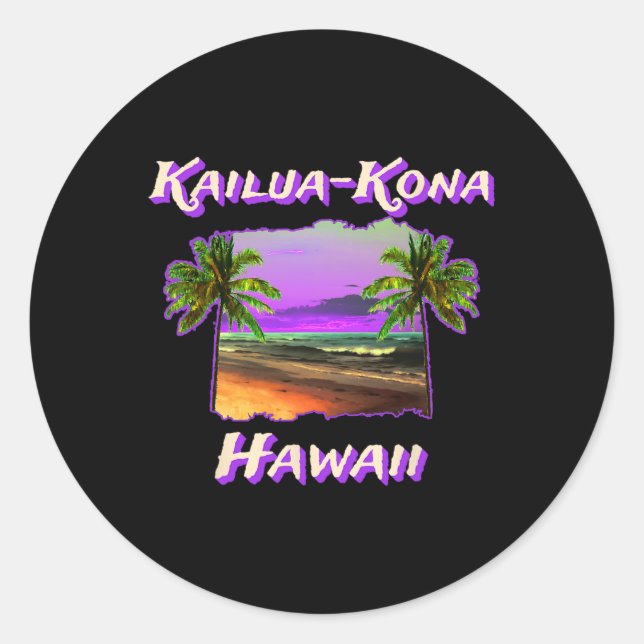 Strände von Kailua-kona Hawaii 1 Runder Aufkleber (Vorderseite)