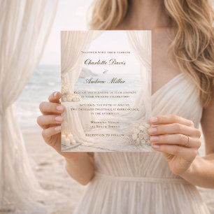 Strandelegante Hochzeit am Meer Einladung