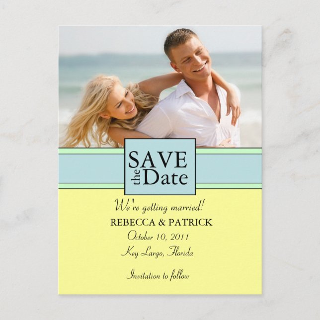 Strandfarben, Foto Save the Date Postkarten (Vorderseite)