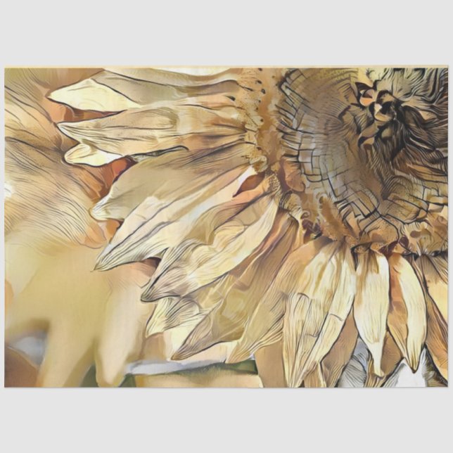 Strandfarben Grosse Gelbe Sonnenblumen Seidenpapier (Vorderseite)