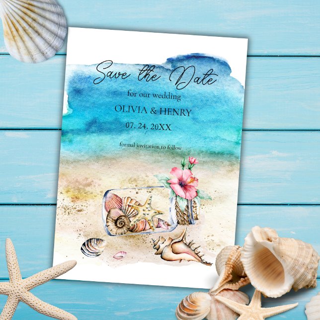 Strandfarbene Hochzeit von Seashells Save The Date (Von Creator hochgeladen)