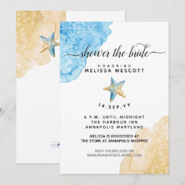 Strandfarbenes Starfish Brautparty Einladung