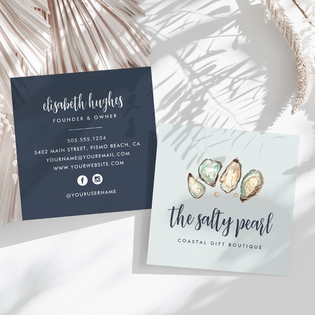 Strandfarbenpearl & Oyster Square Quadratische Visitenkarte (Von Creator hochgeladen)