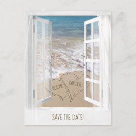 Strandfenster Save the Date Postkarte