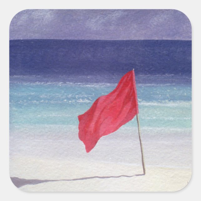 Strandflagge - Sturmwarnung 1985 Quadratischer Aufkleber (Vorderseite)