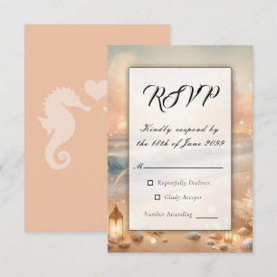Strandfunke und Sonnenuntergangsträume Hochzeit RSVP Karte