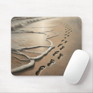 Strandfußabdrücke mit Frosch Mousepad